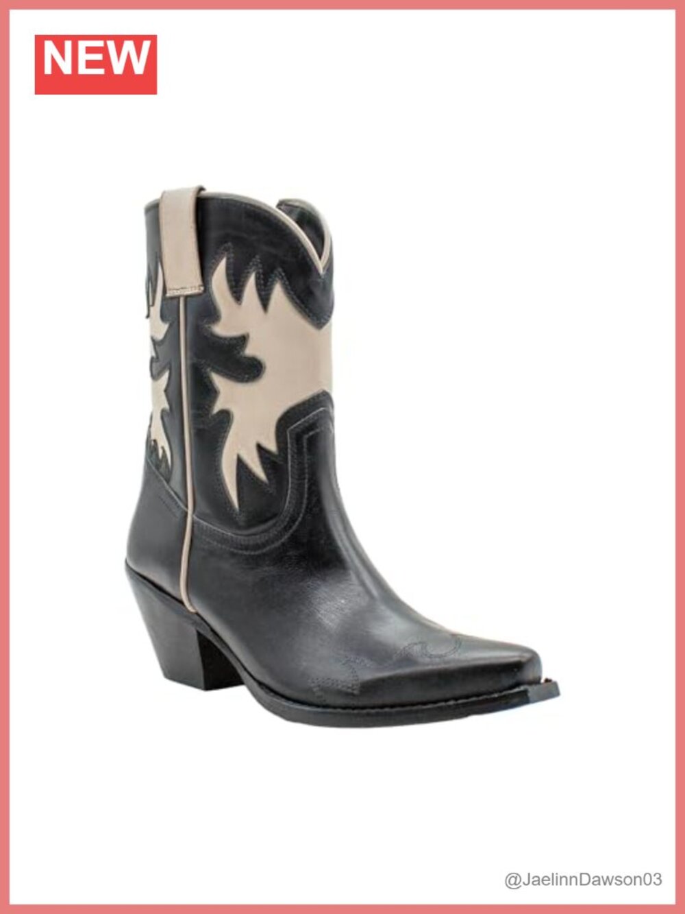 Faux Leather Western Ankle Bootie with Contrast Underlay